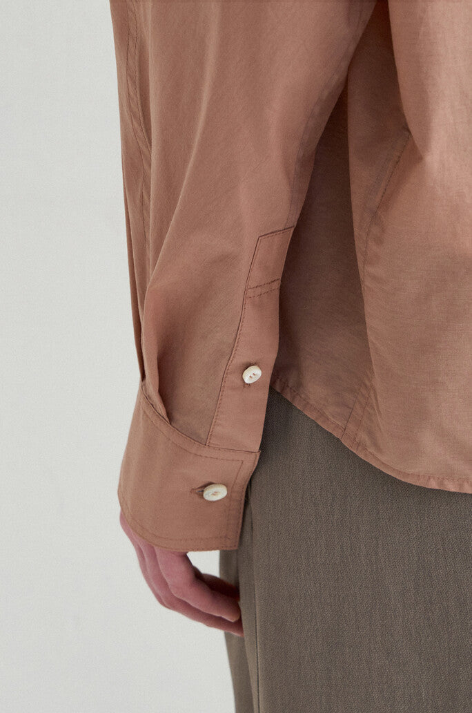 Scarf-Panel Stand Collar Blouse