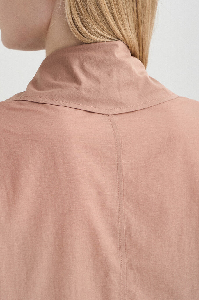 Scarf-Panel Stand Collar Blouse