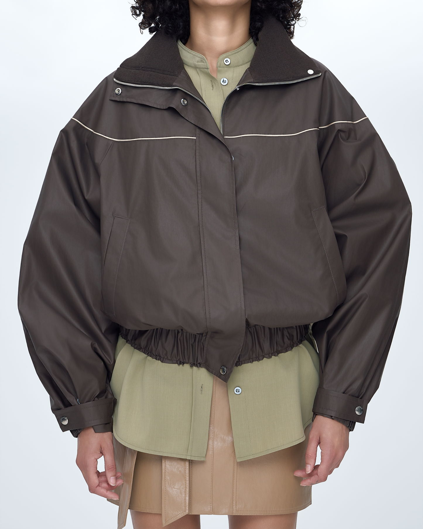 Knit-Mixed Zip-Up Jumper