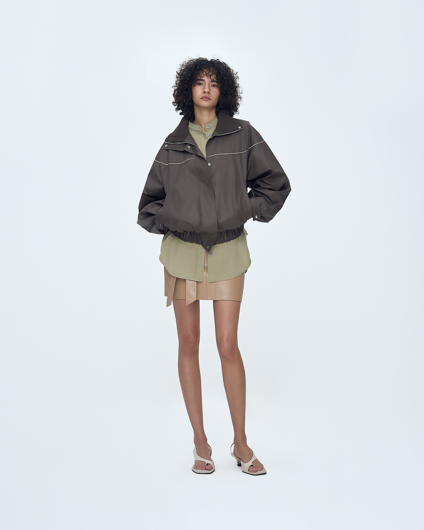 Knit-Mixed Zip-Up Jumper