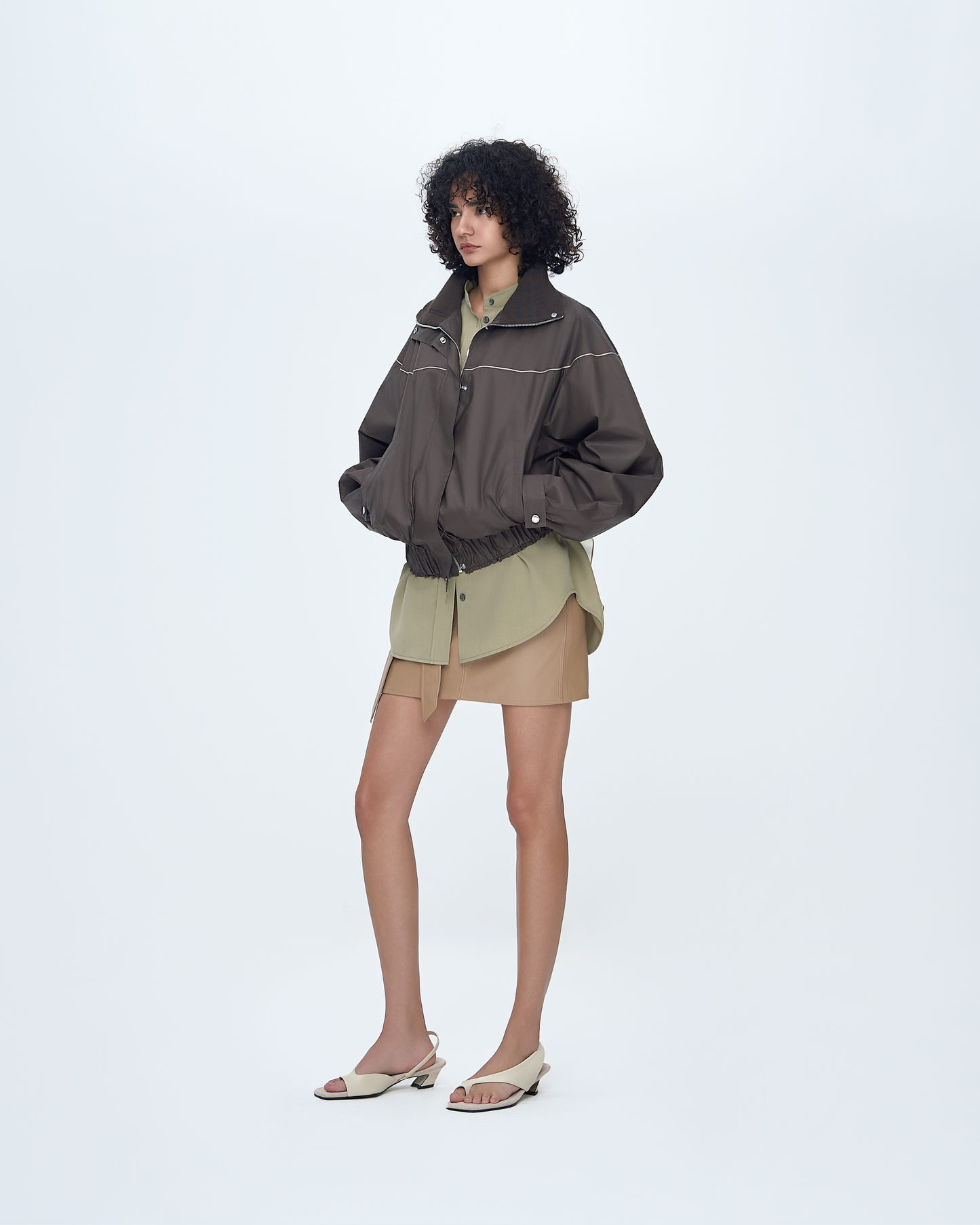 Knit-Mixed Zip-Up Jumper