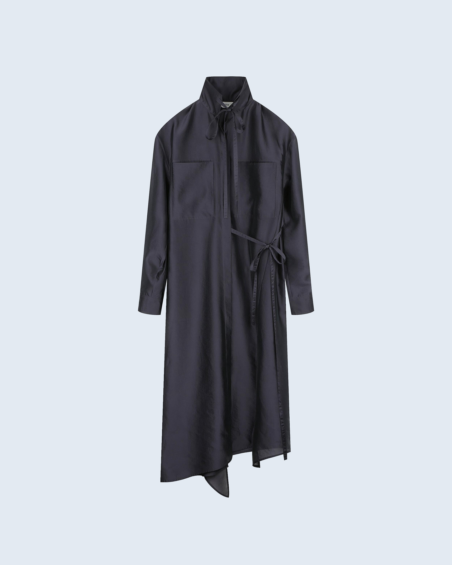Tie-Waist Long Shirt Dress