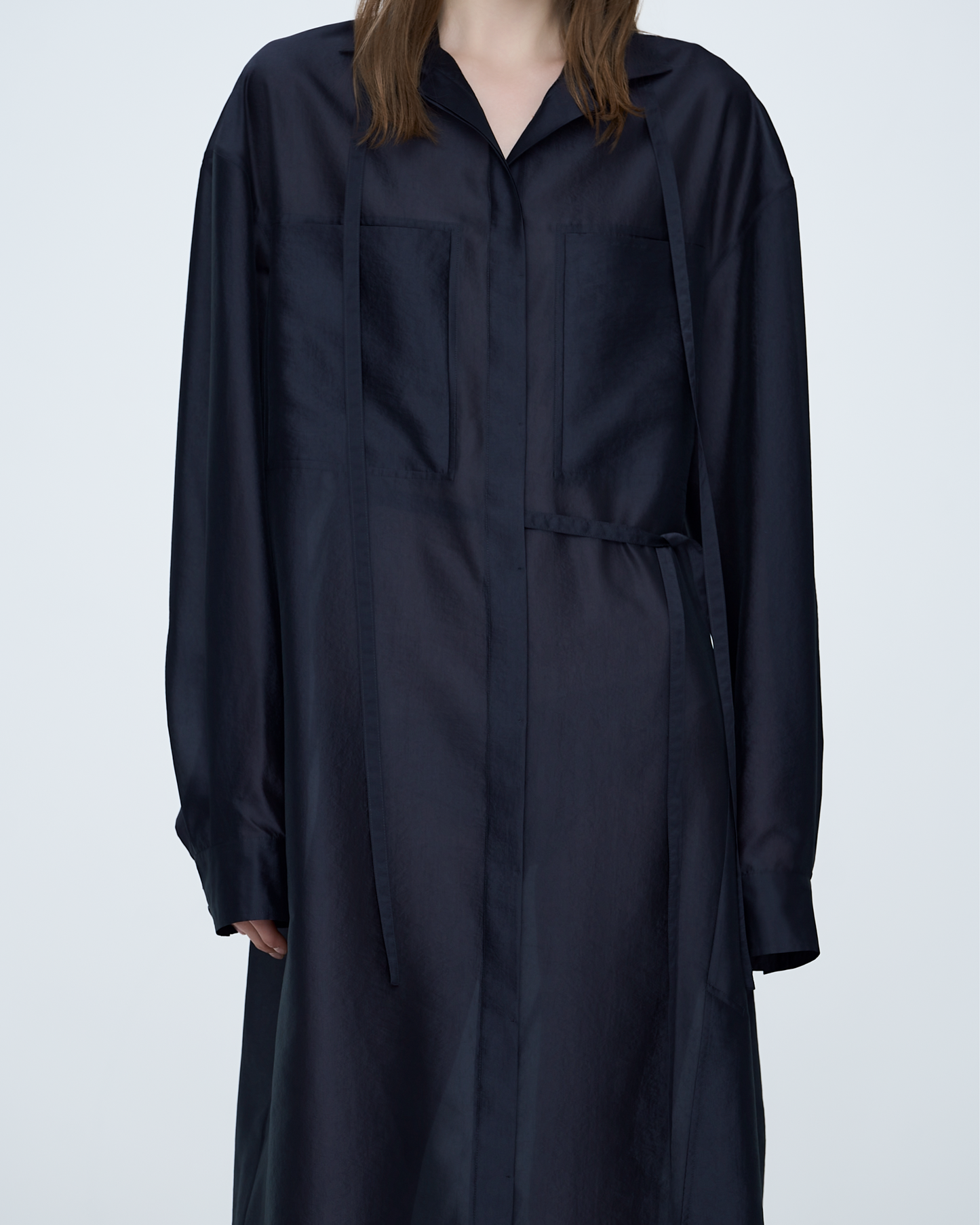 Tie-Waist Long Shirt Dress