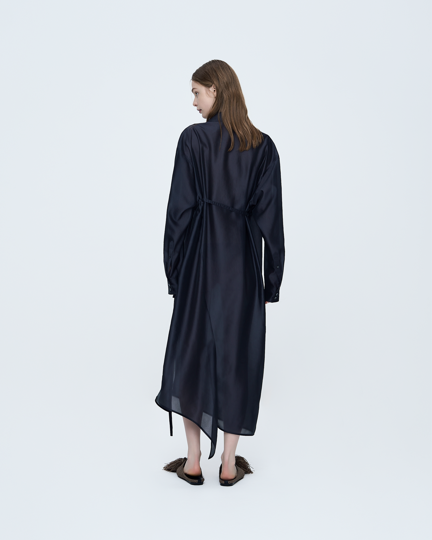 Tie-Waist Long Shirt Dress