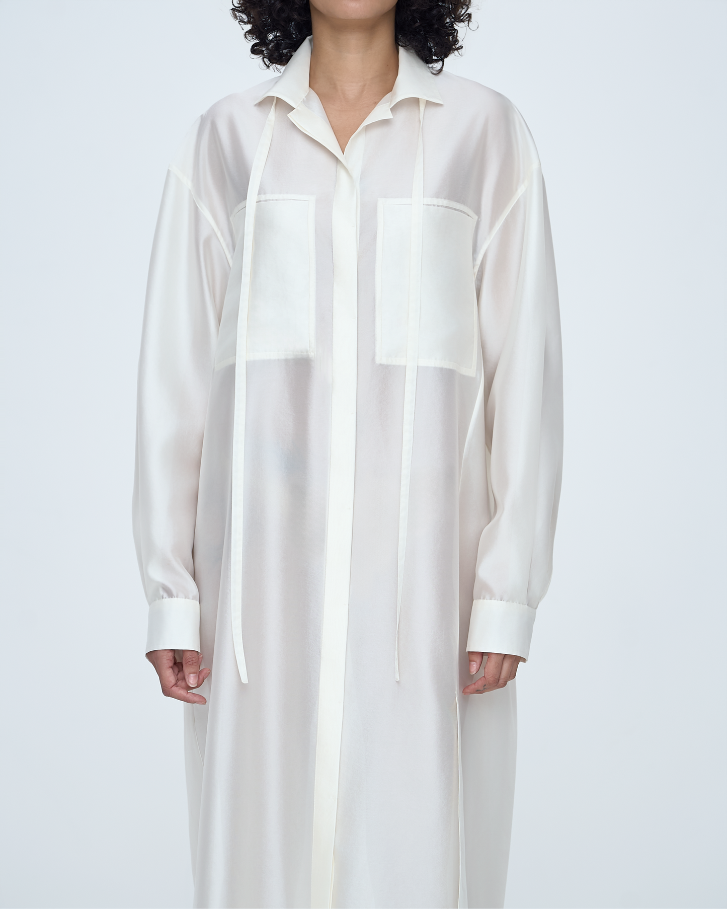 Tie-Waist Long Shirt Dress