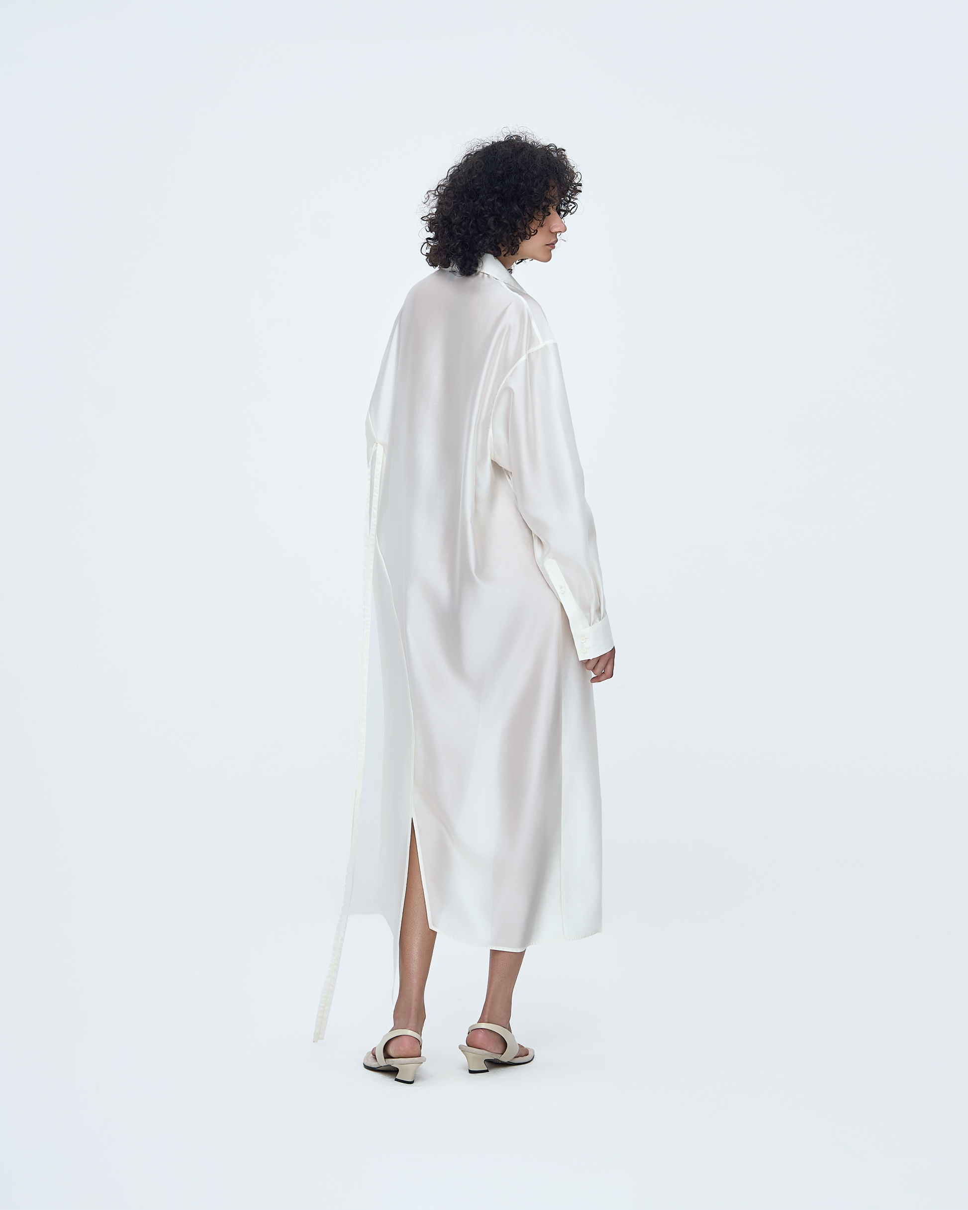 Tie-Waist Long Shirt Dress – SYSTEM