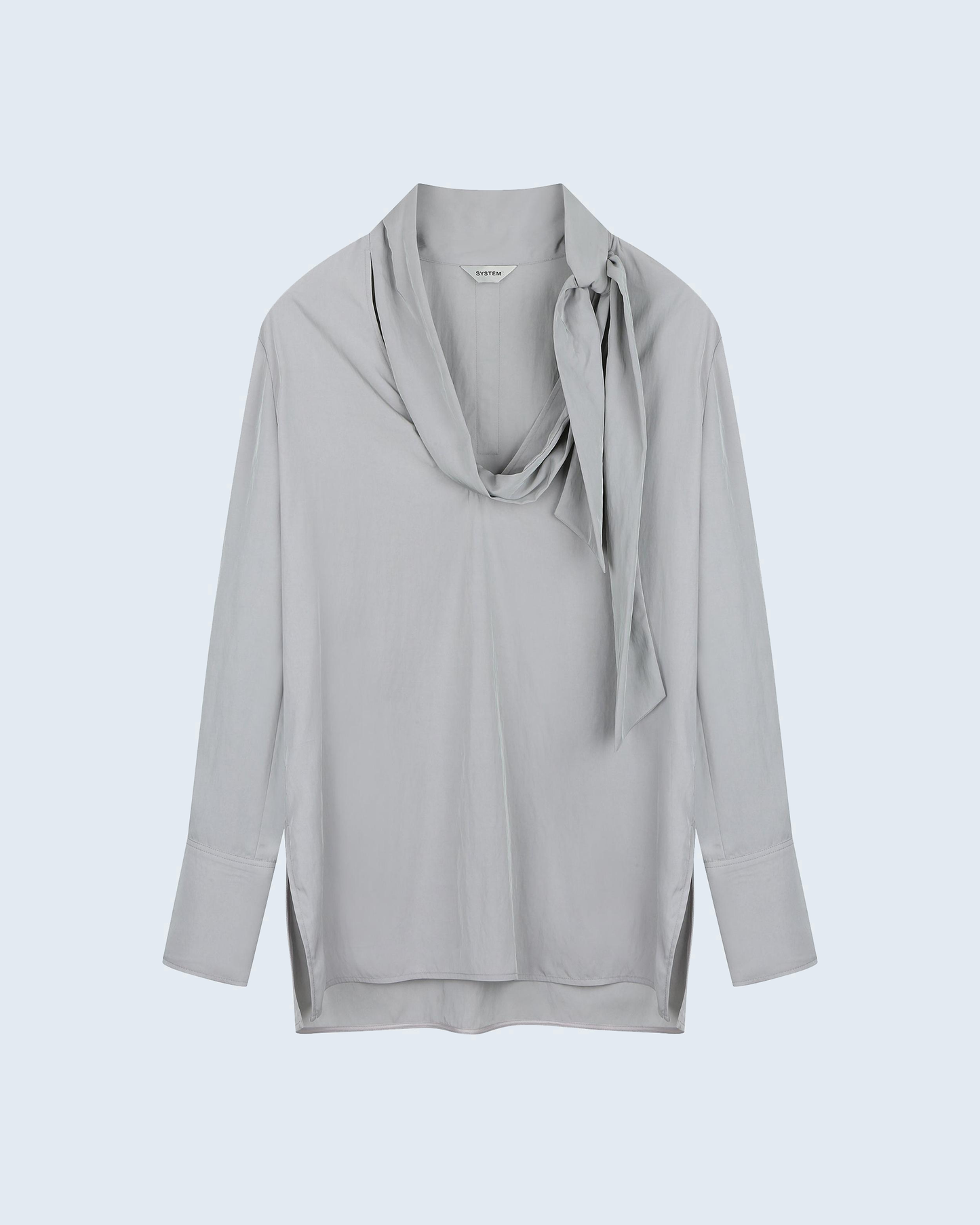 Deep V-Neck Tie Blouse