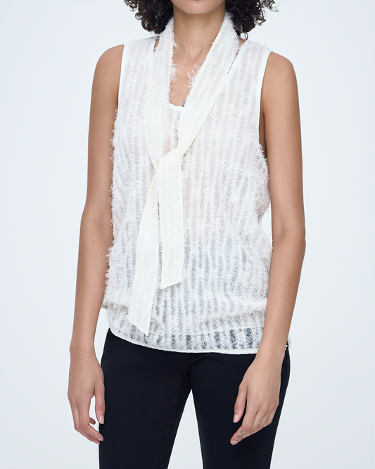 Boucle Sleeveless Tie Top
