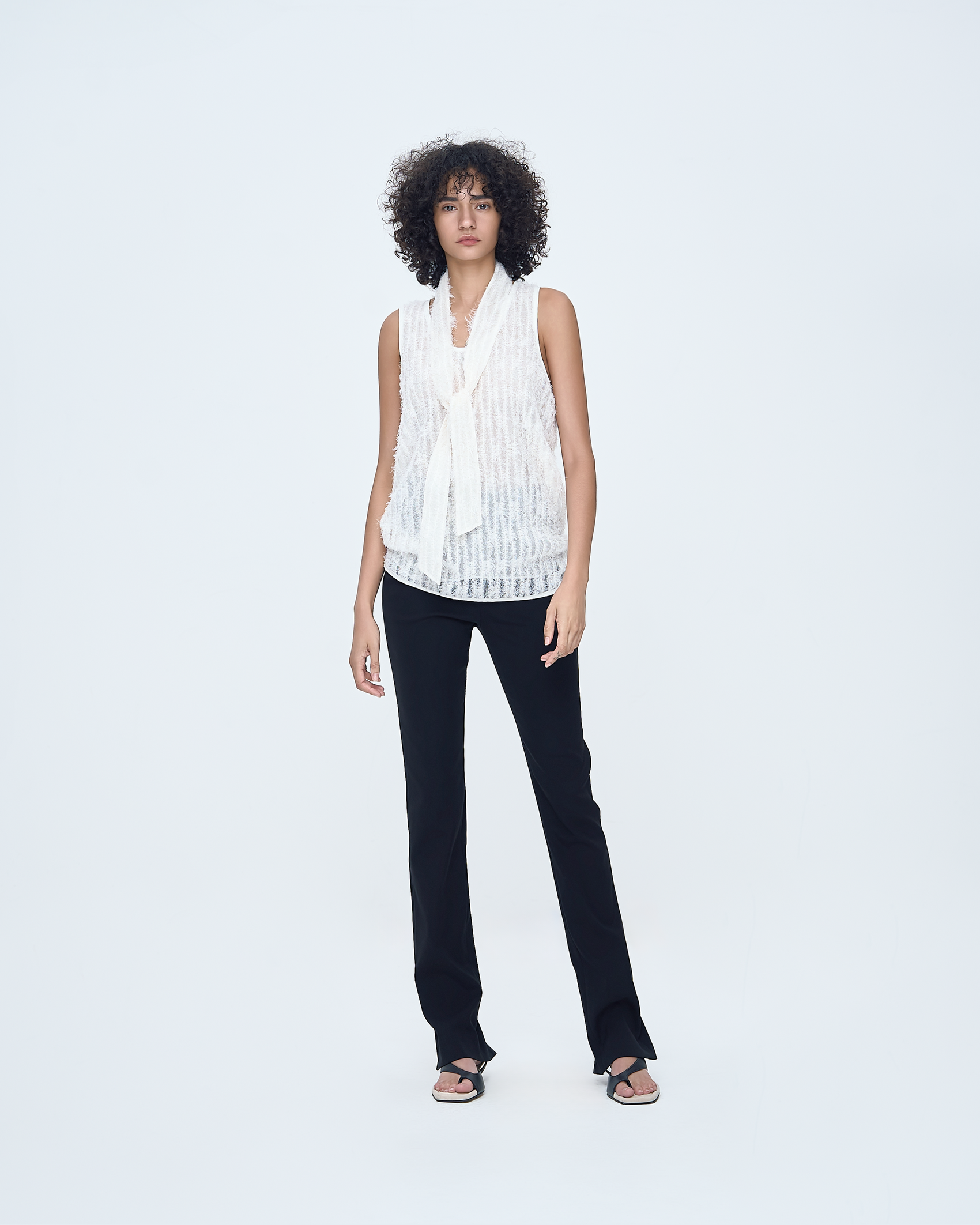 Boucle Sleeveless Tie Top