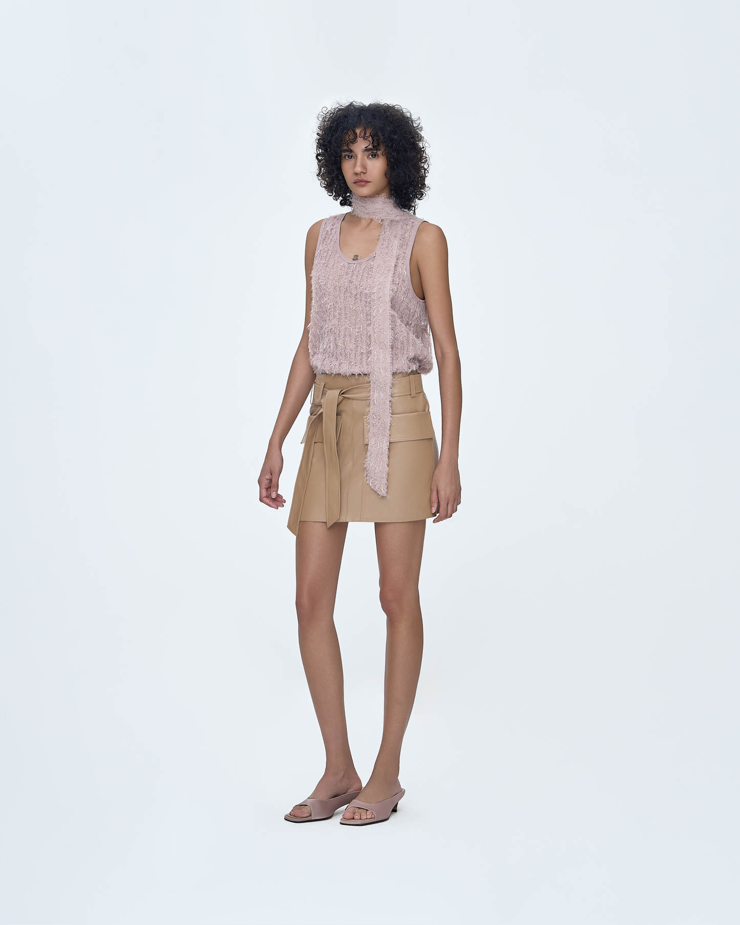 Boucle Sleeveless Tie Top