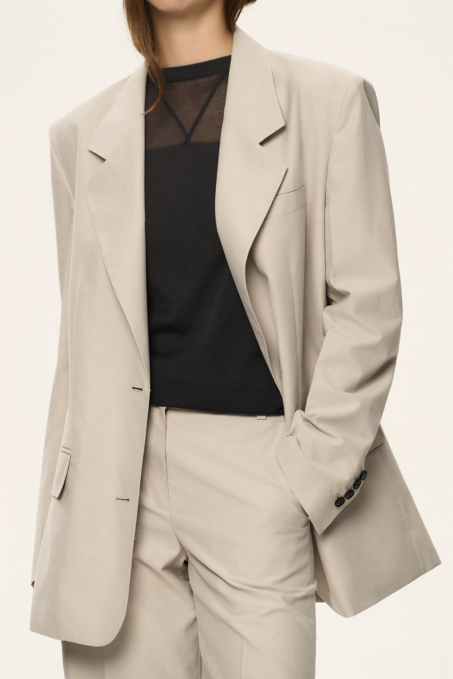 Contrast Panel Sheer Knit Top