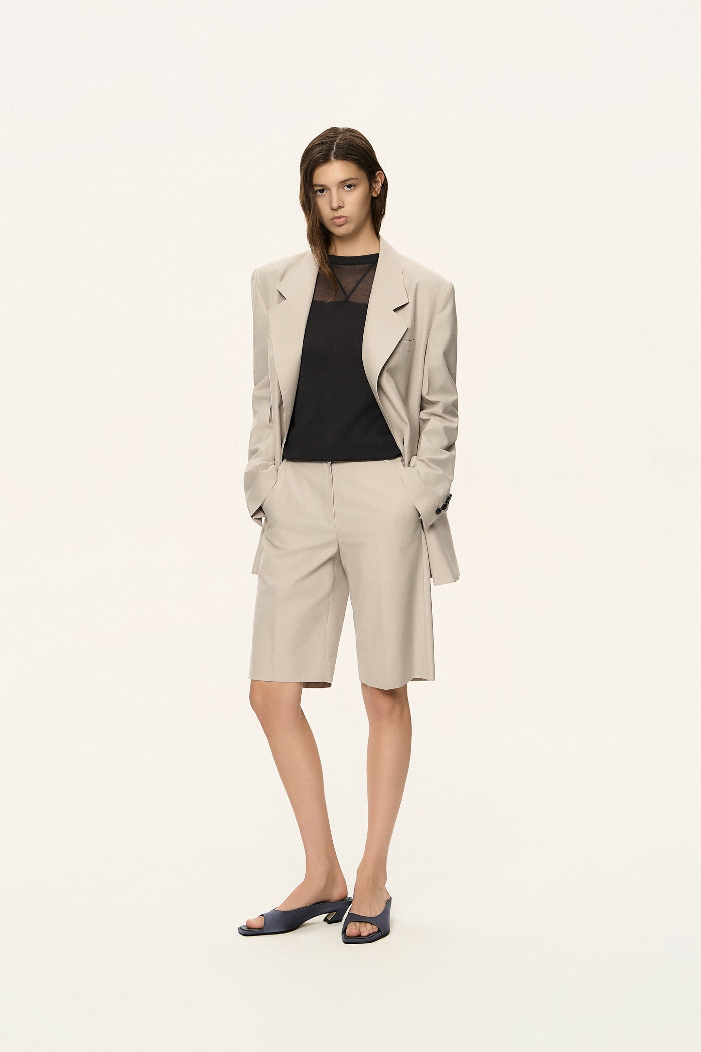 Contrast Panel Sheer Knit Top