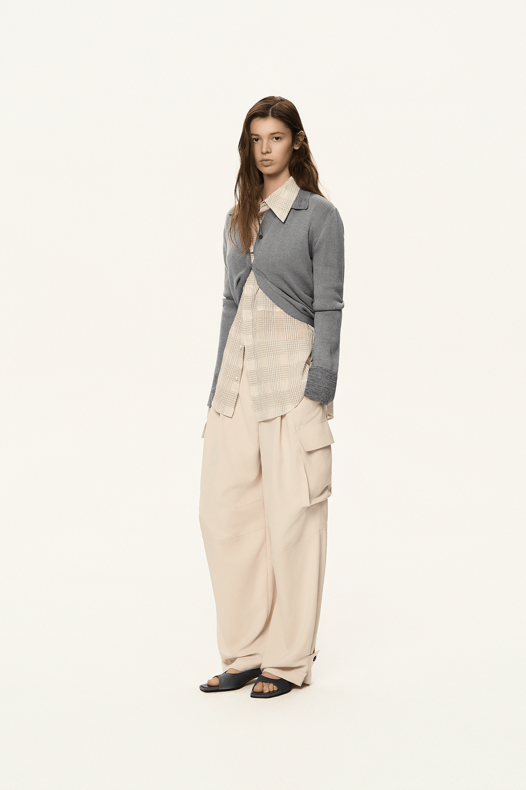 Curved Hem Knit Cardigan