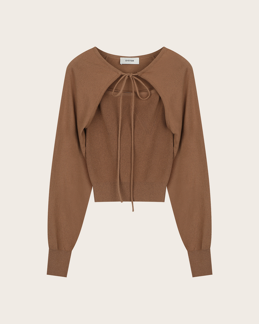 Square Neck Knit Bolero Top