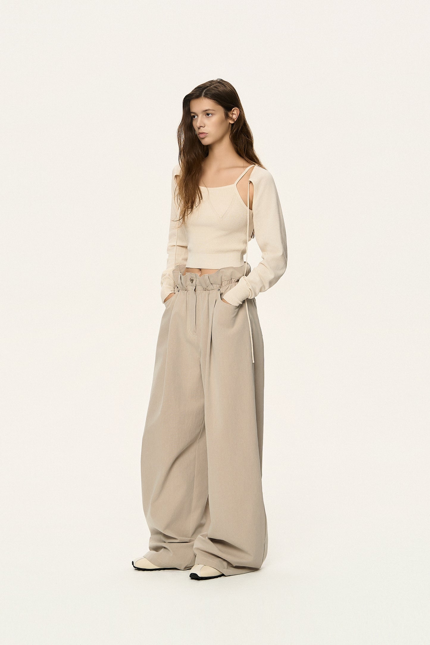 Square Neck Knit Bolero Top