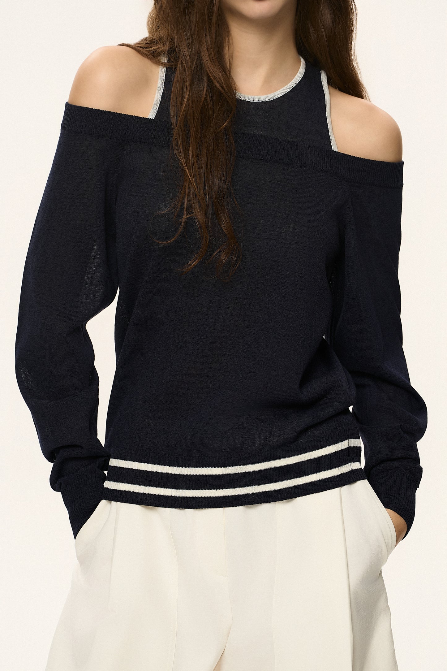 Double Layer Off-Shoulder Knit Top