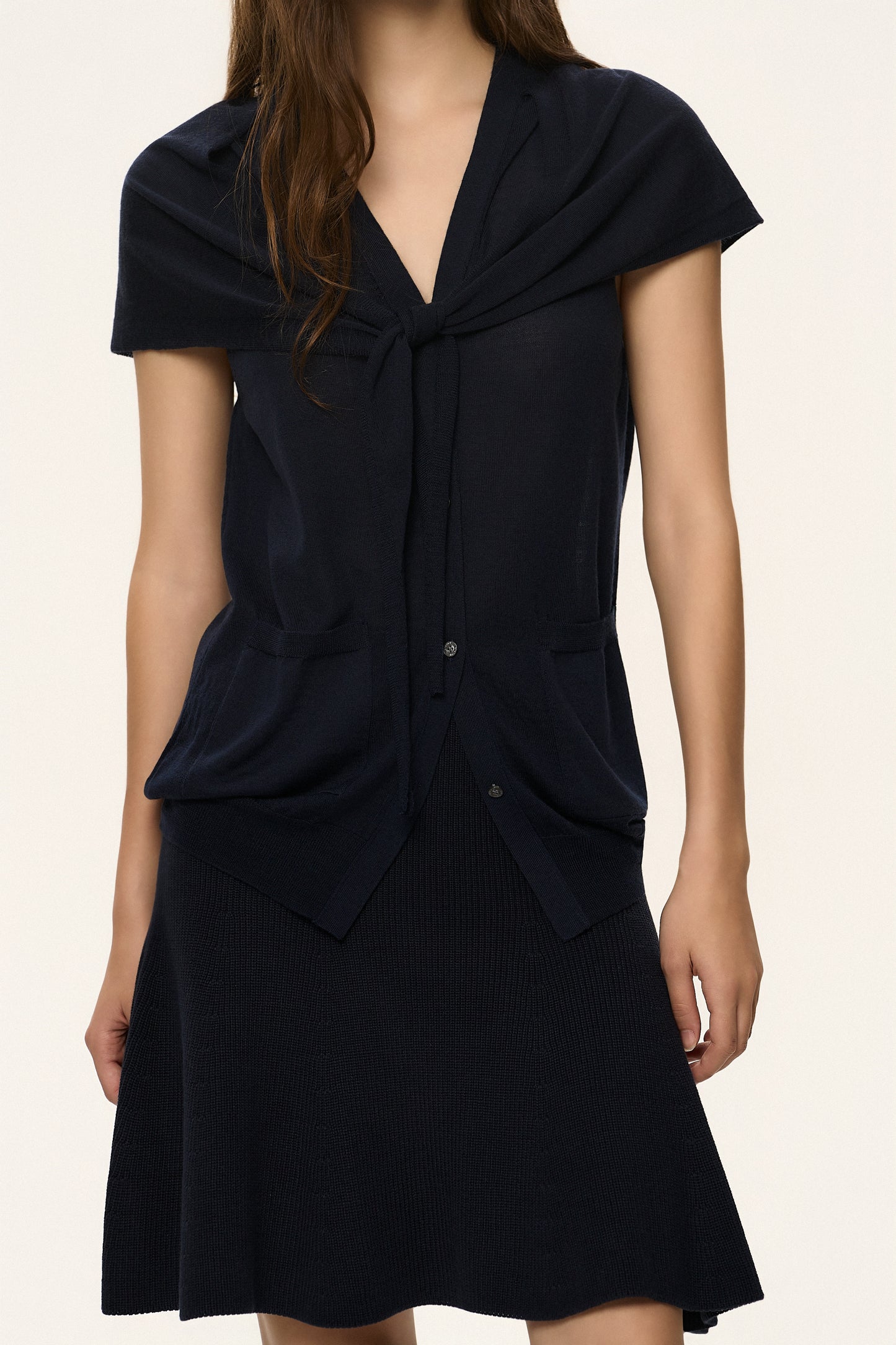 Knotted Knit Vest Cardigan