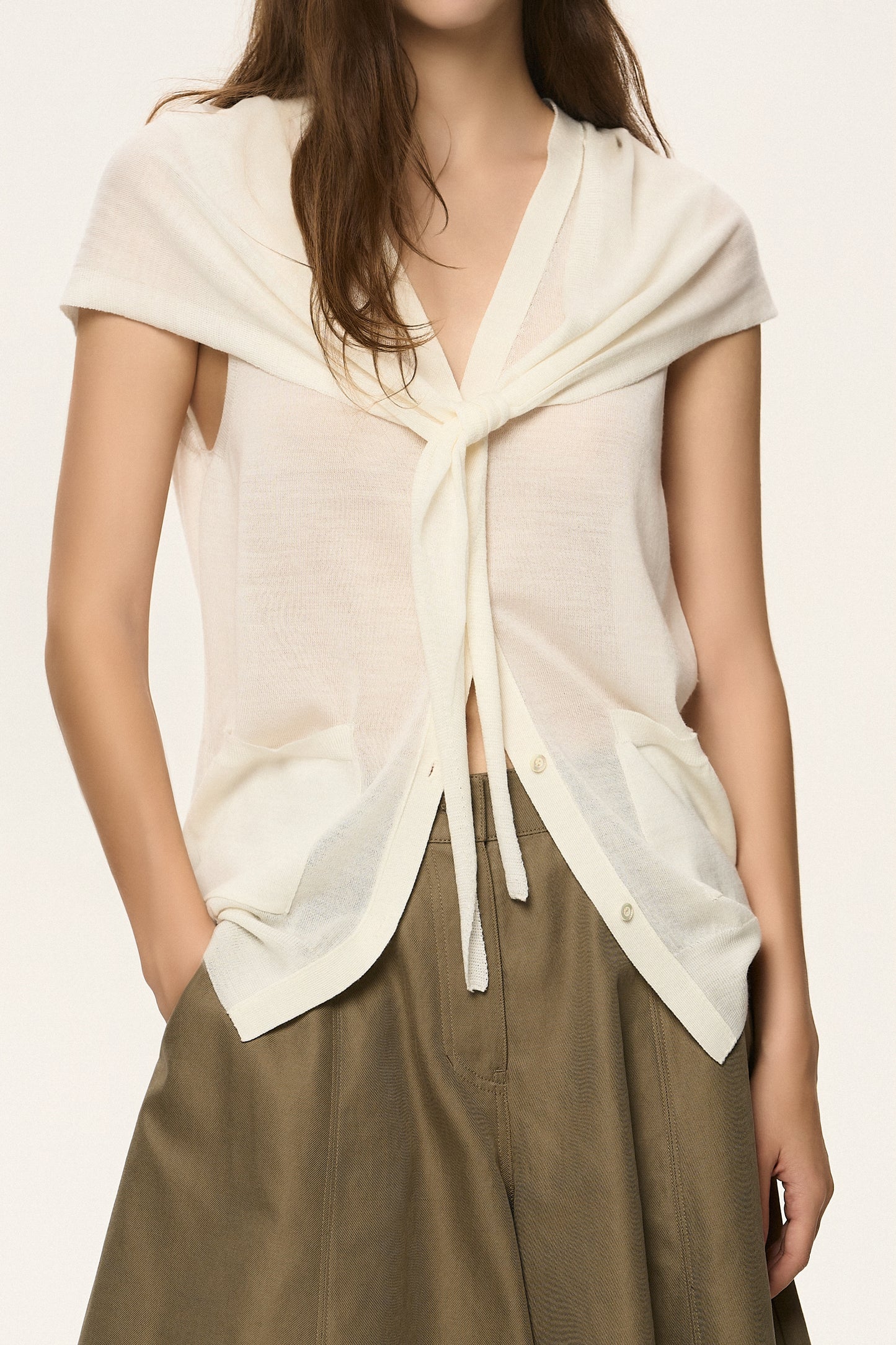 Knotted Knit Vest Cardigan