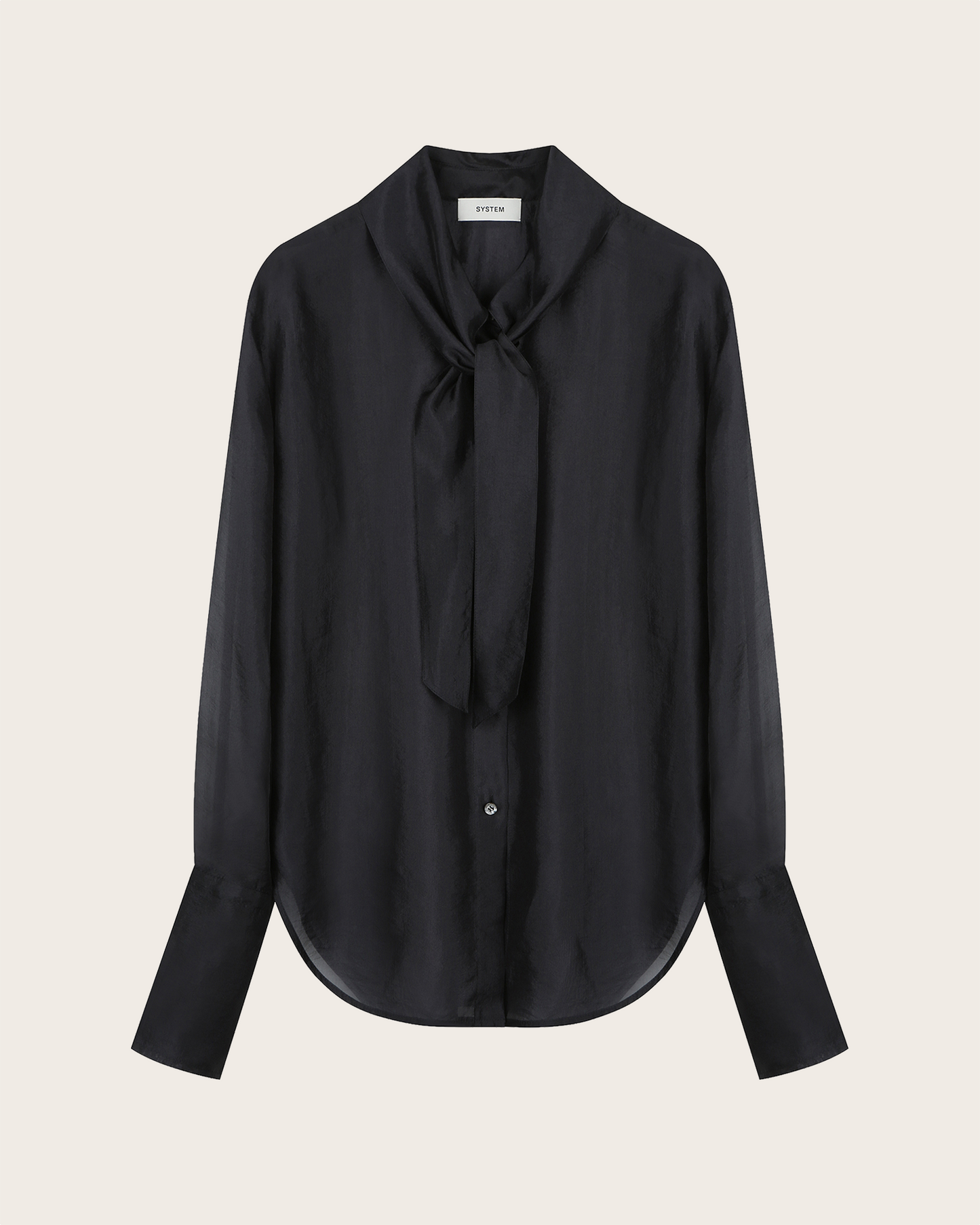 Sheer Scarf-Tie Blouse