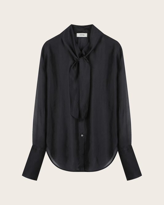 Sheer Scarf-Tie Blouse
