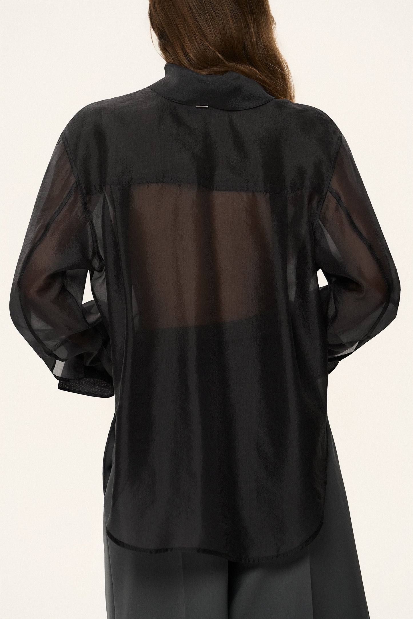 Sheer Scarf-Tie Blouse