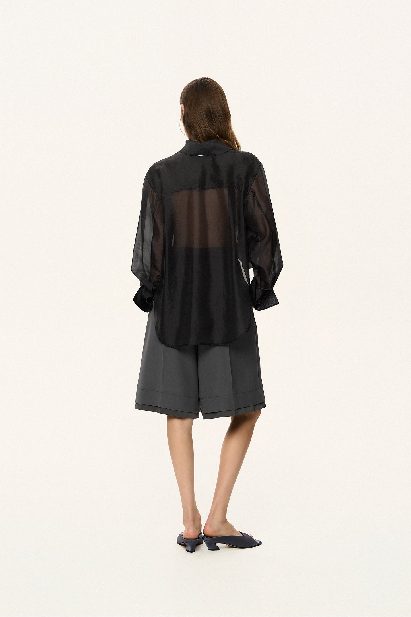 Sheer Scarf-Tie Blouse