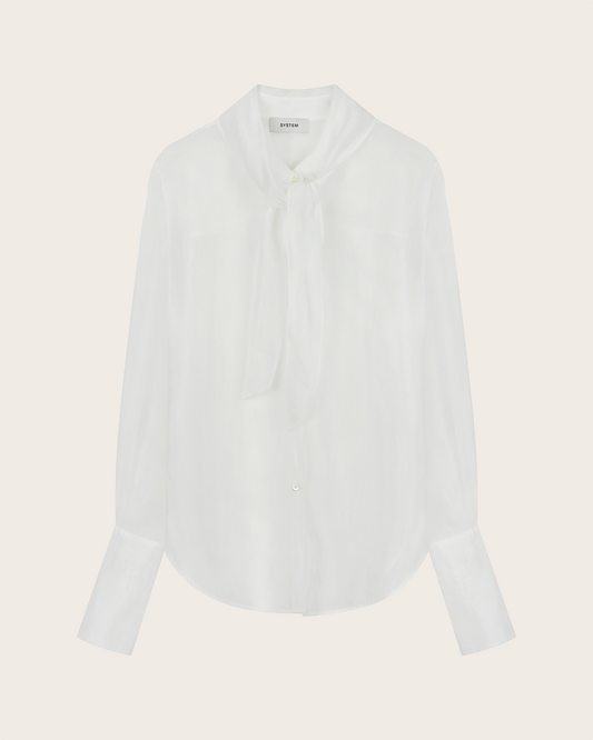 Sheer Scarf-Tie Blouse