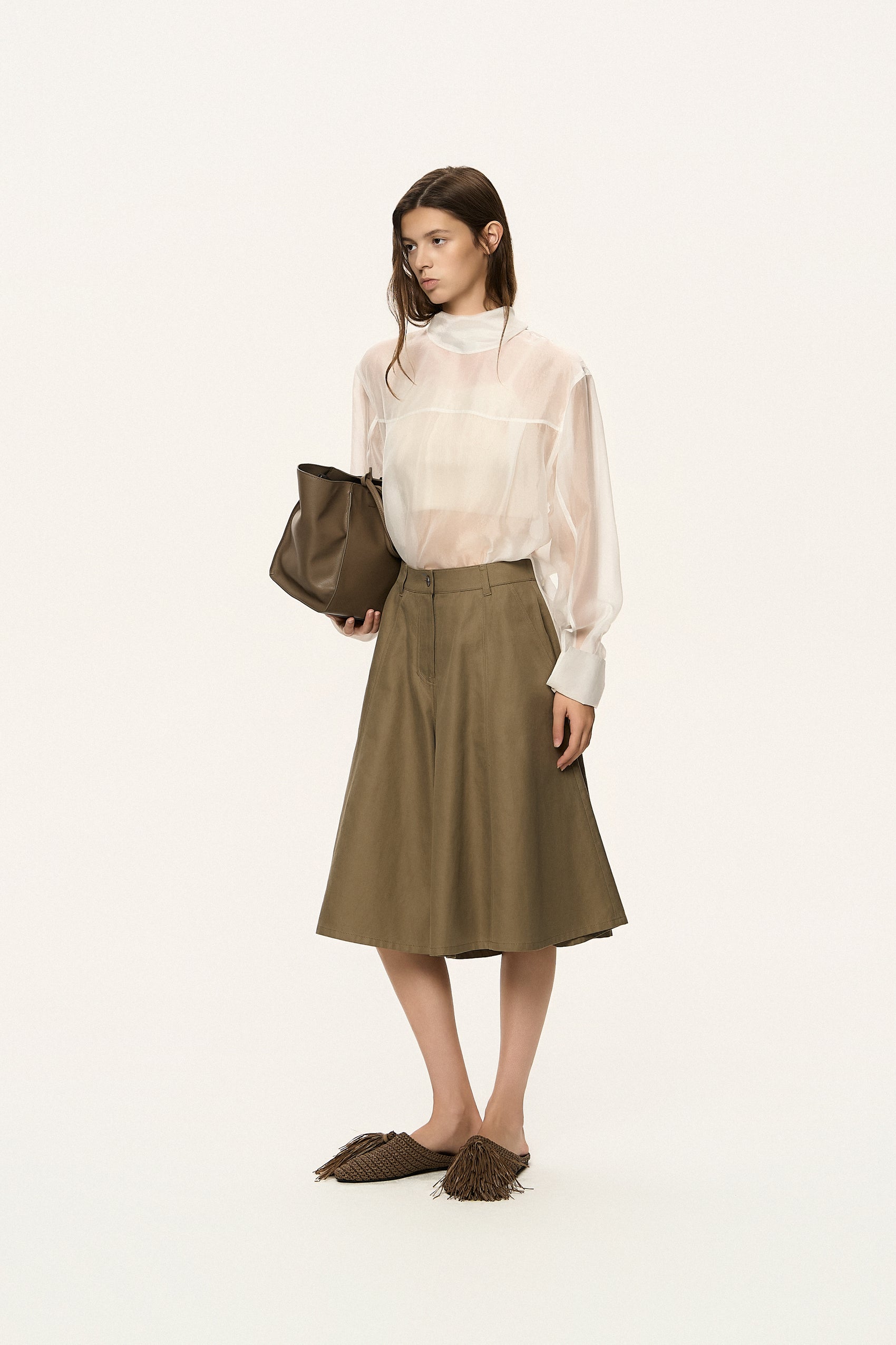 Sheer Scarf-Tie Blouse