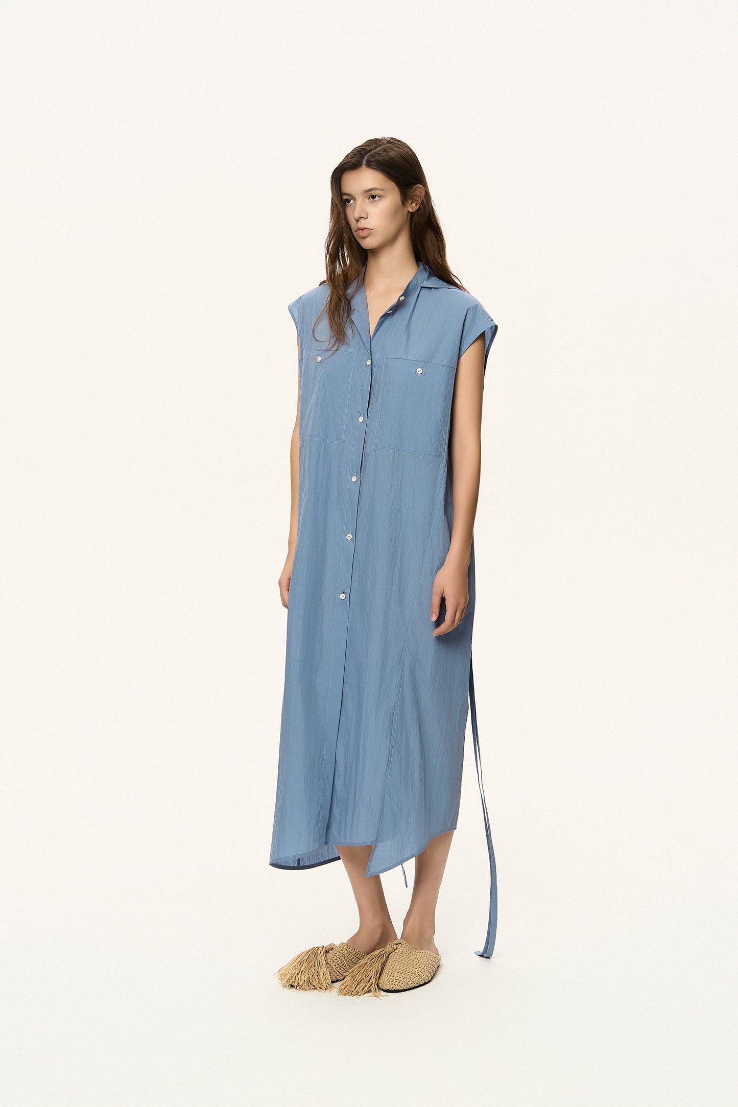 Tie-Waist Sleeveless Dress