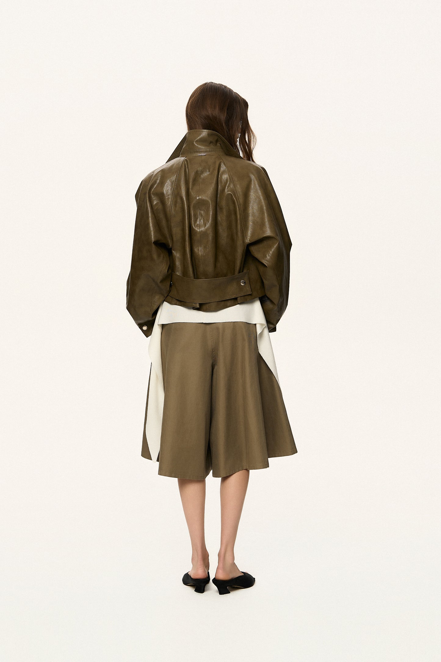 Tie-Waist Coated Jacket