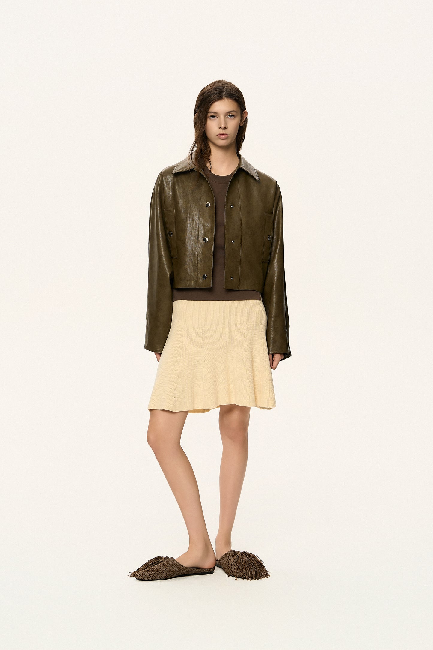 Tie-Waist Coated Jacket