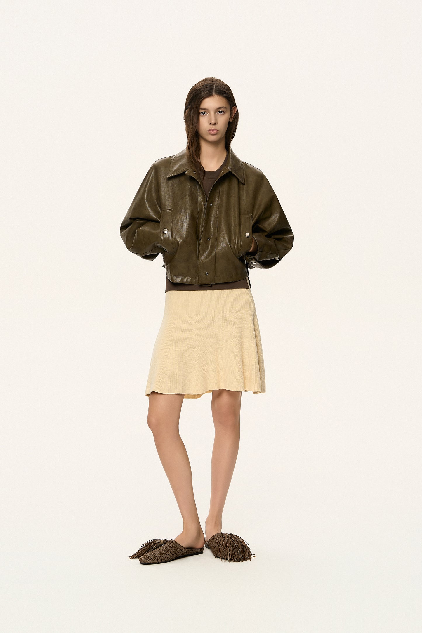 Tie-Waist Coated Jacket