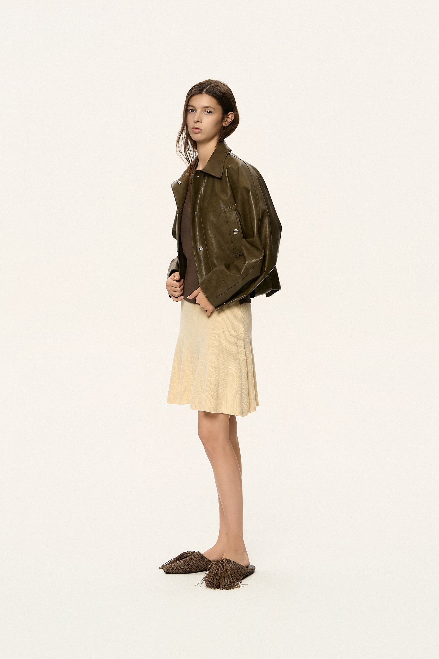 Tie-Waist Coated Jacket