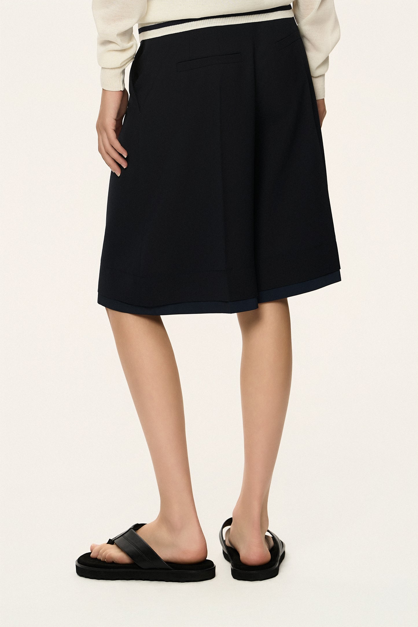 Layered-Waist Drawstring Shorts