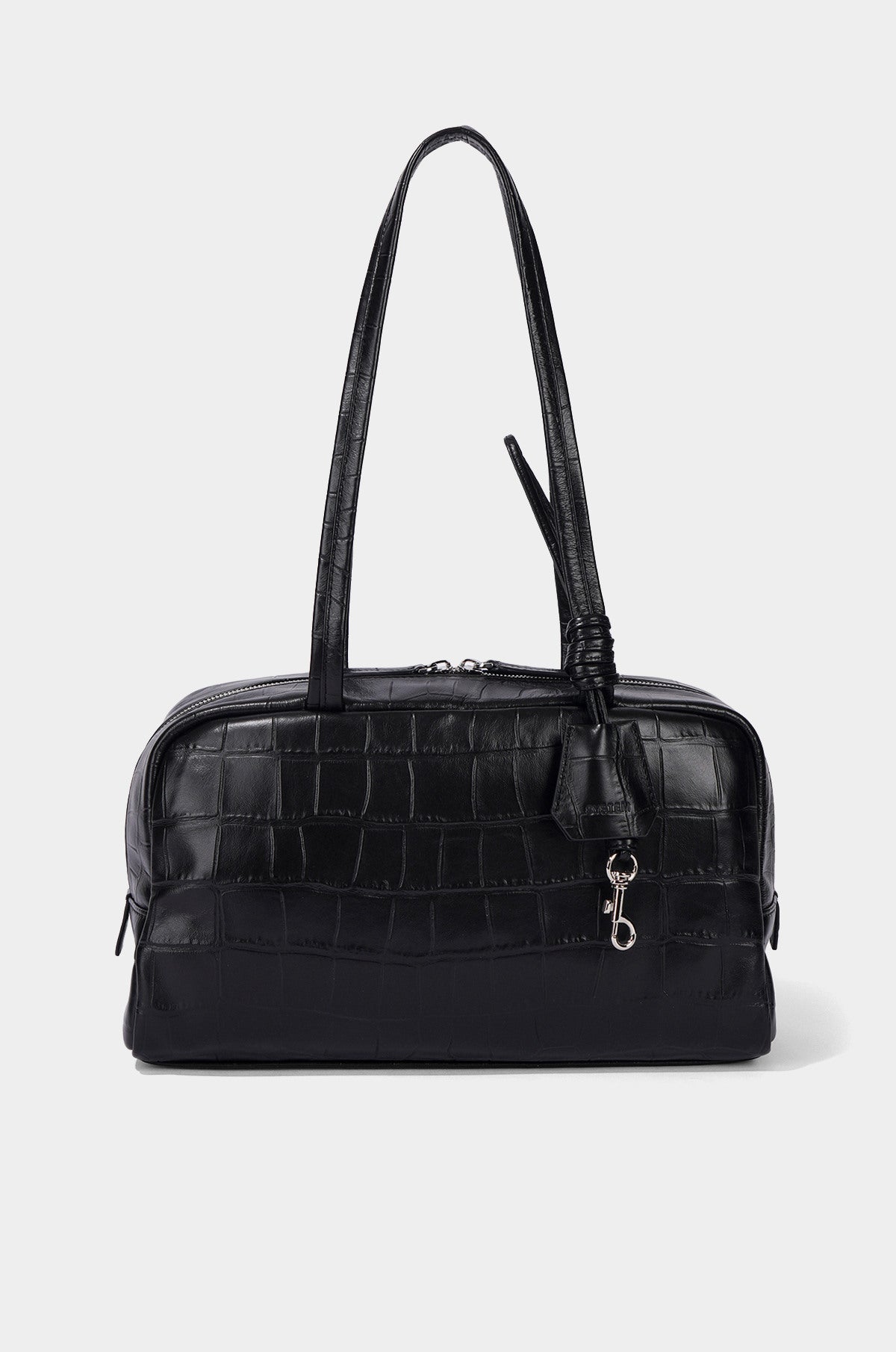 CROC-EMBOSSED LEATHER SHOULDER BAG