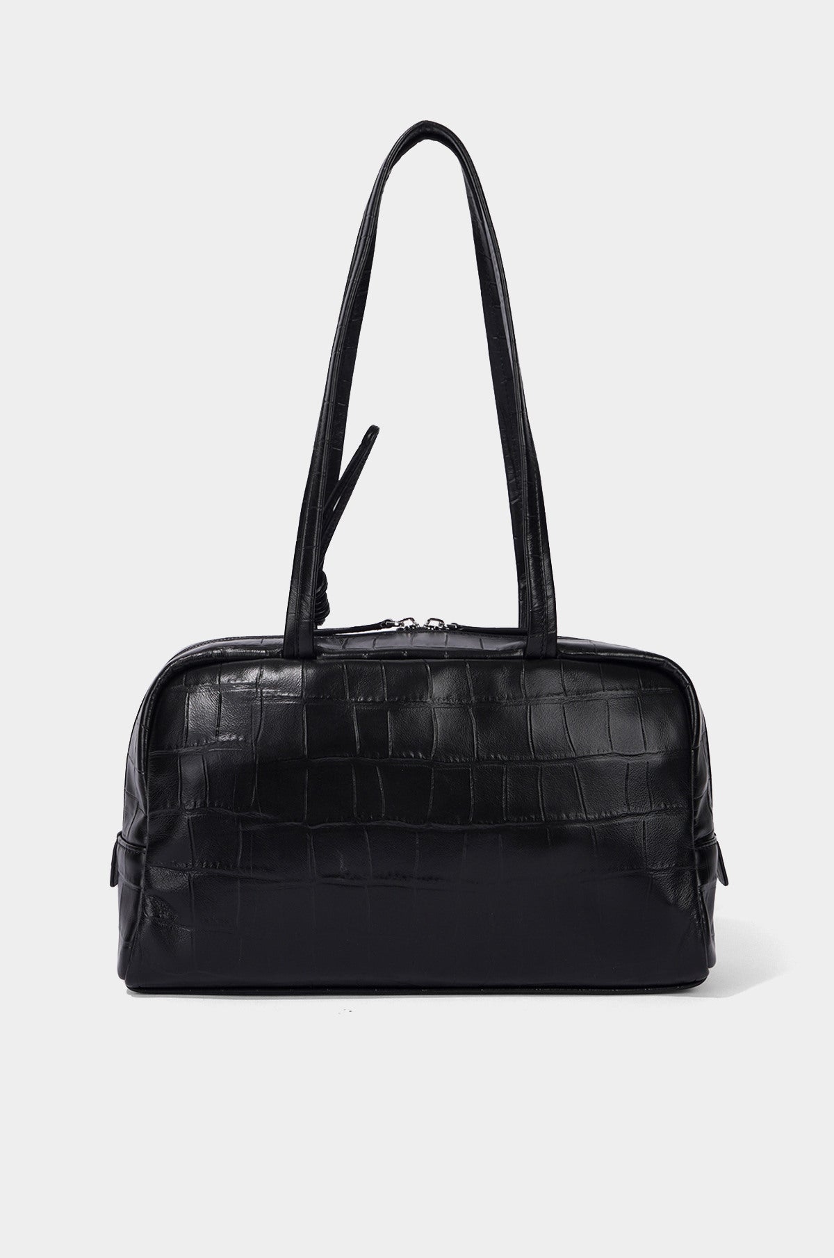 CROC-EMBOSSED LEATHER SHOULDER BAG