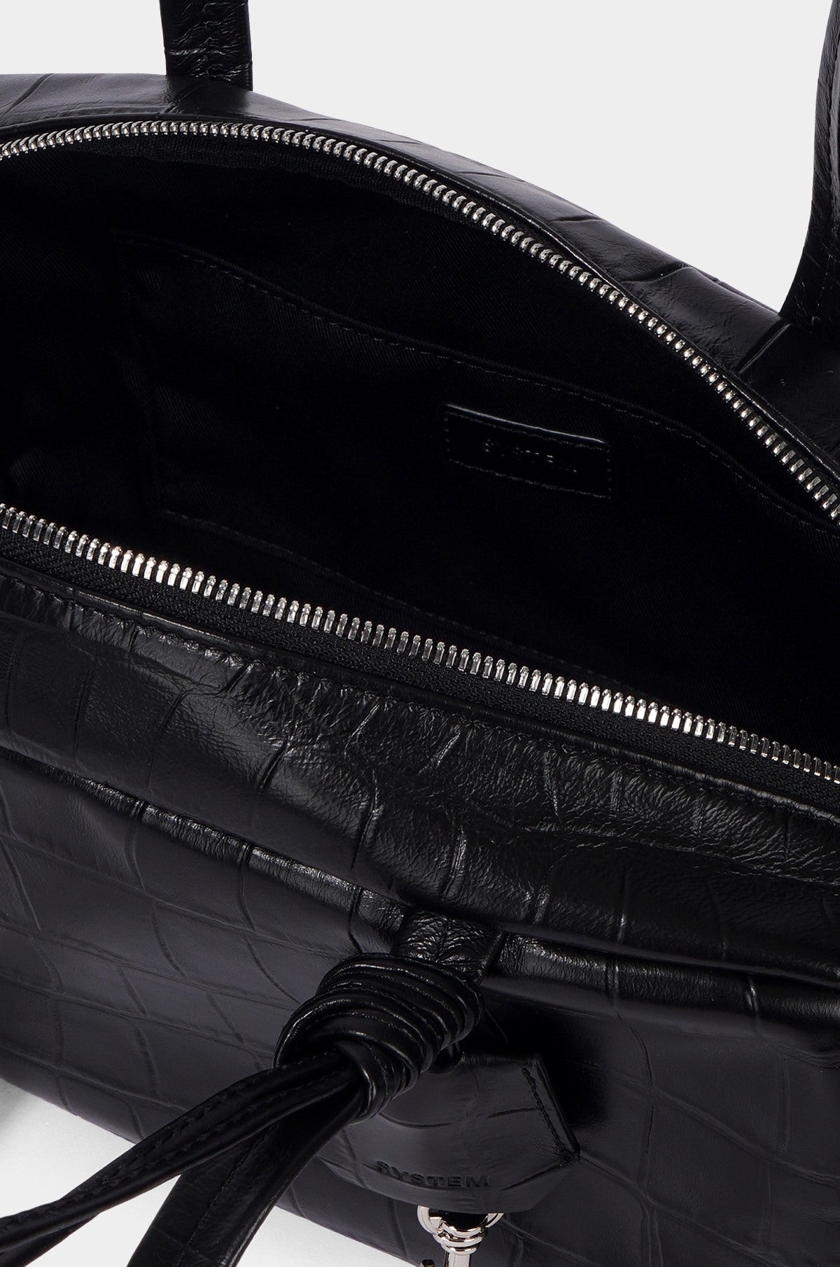 CROC-EMBOSSED LEATHER SHOULDER BAG