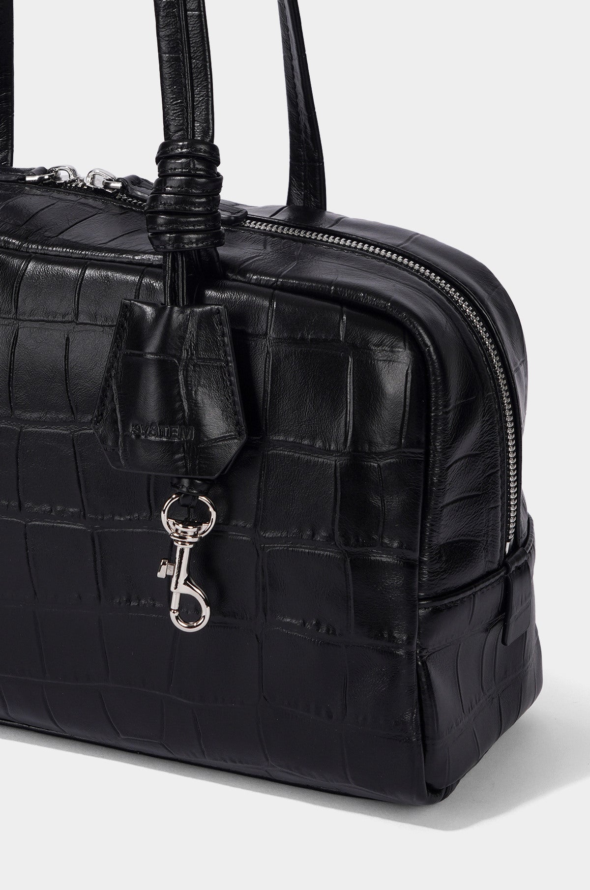CROC-EMBOSSED LEATHER SHOULDER BAG