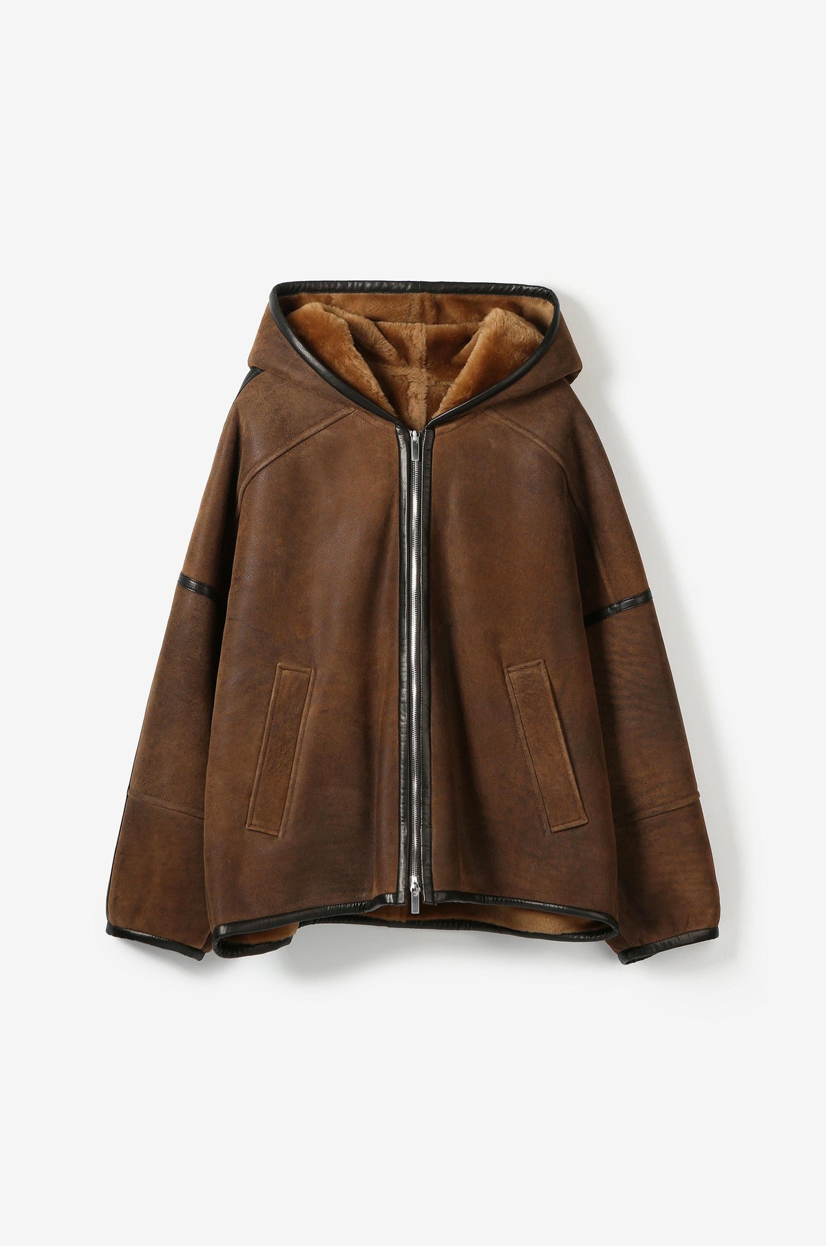 LAMBSKIN SHEARLING HOODED JUMPER
