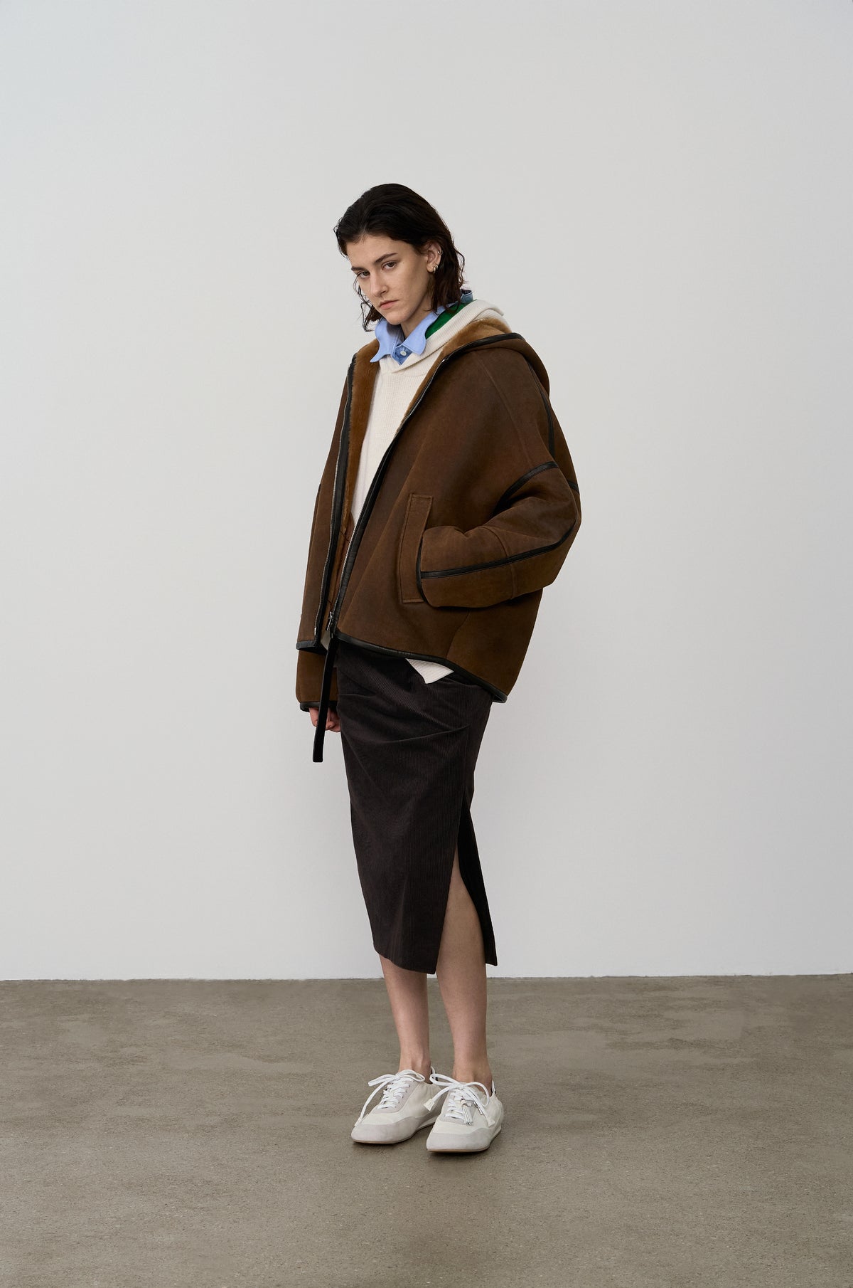 LAMBSKIN SHEARLING HOODED JUMPER