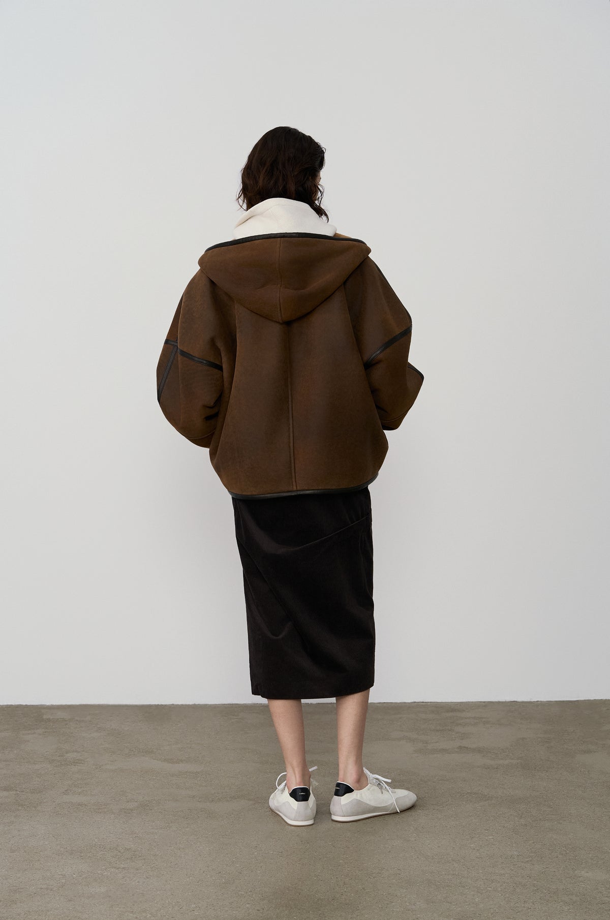 LAMBSKIN SHEARLING HOODED JUMPER