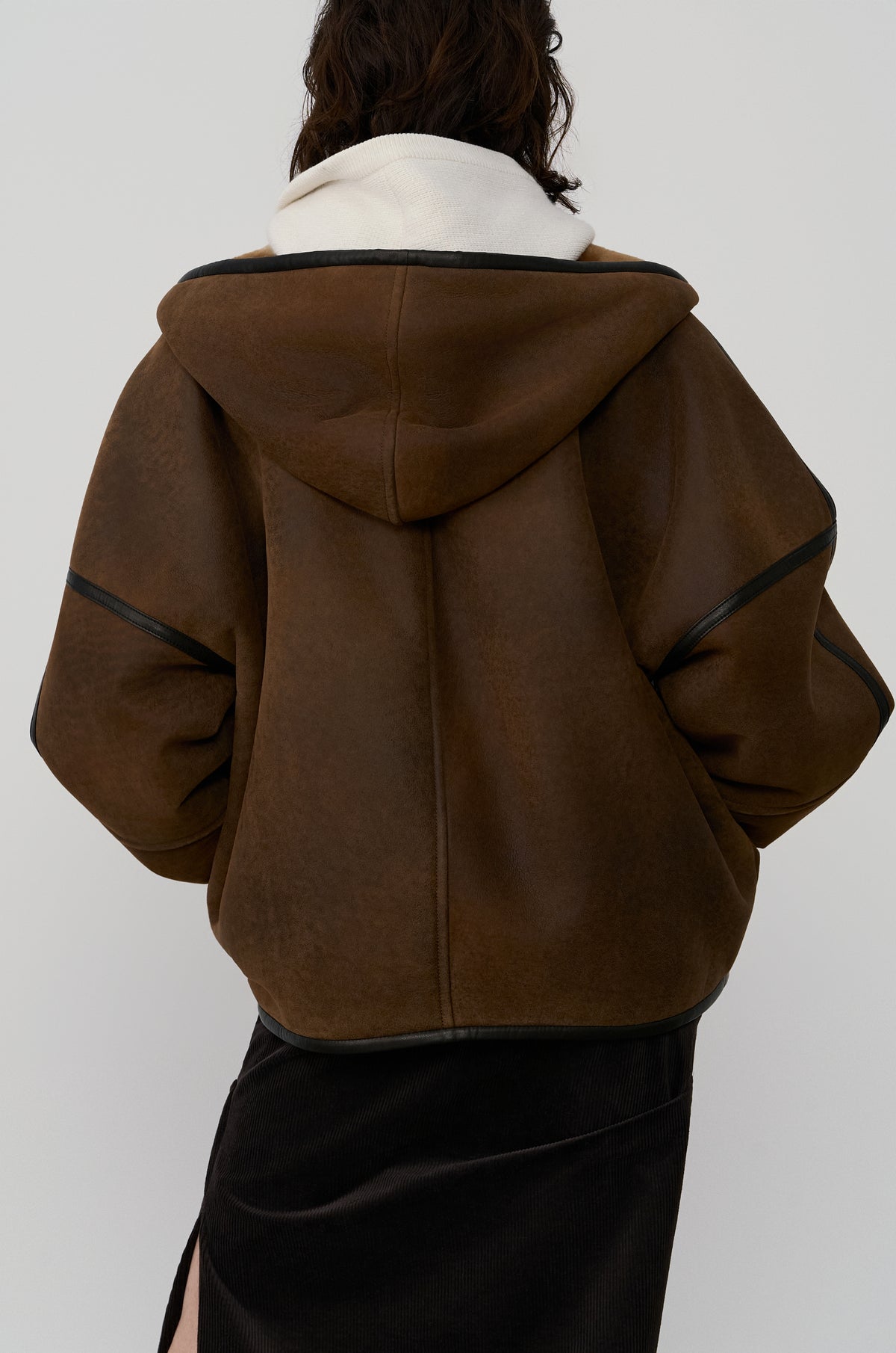 LAMBSKIN SHEARLING HOODED JUMPER
