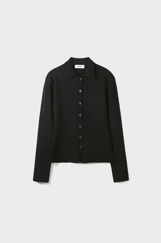DETACHABLE SCARF SLIM-FIT KNIT CARDIGAN