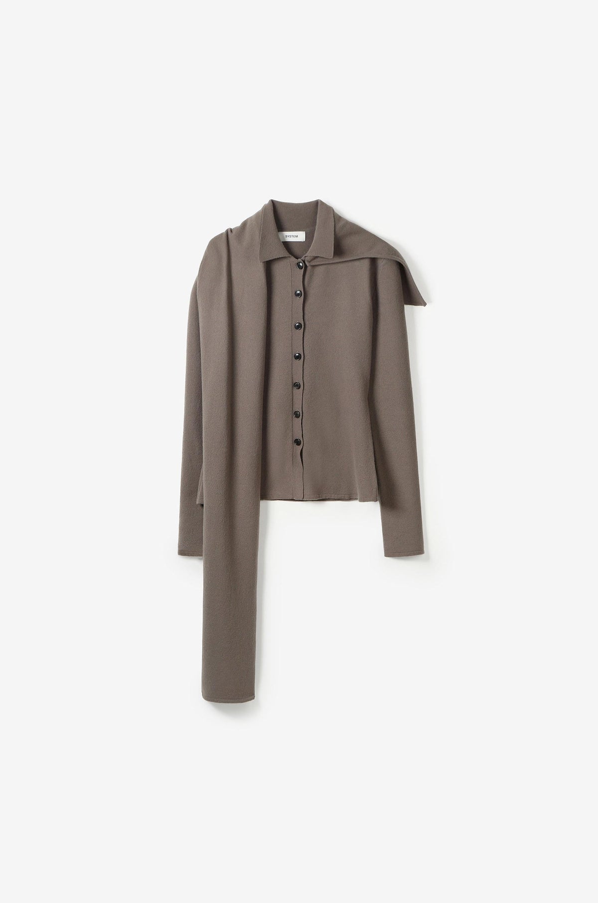 DETACHABLE SCARF SLIM-FIT KNIT CARDIGAN