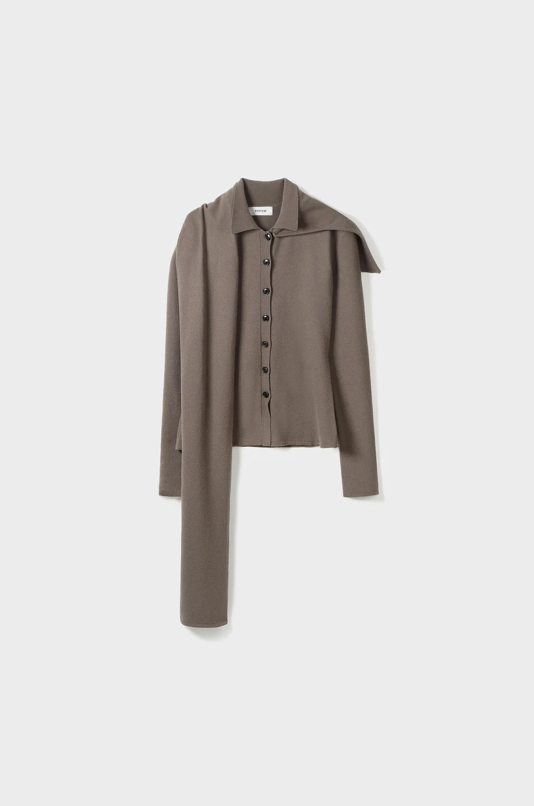 DETACHABLE SCARF SLIM-FIT KNIT CARDIGAN