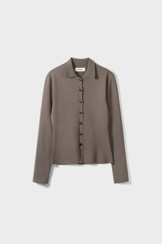 DETACHABLE SCARF SLIM-FIT KNIT CARDIGAN