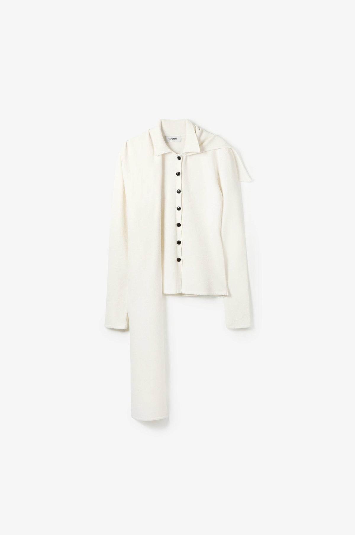 DETACHABLE SCARF SLIM-FIT KNIT CARDIGAN