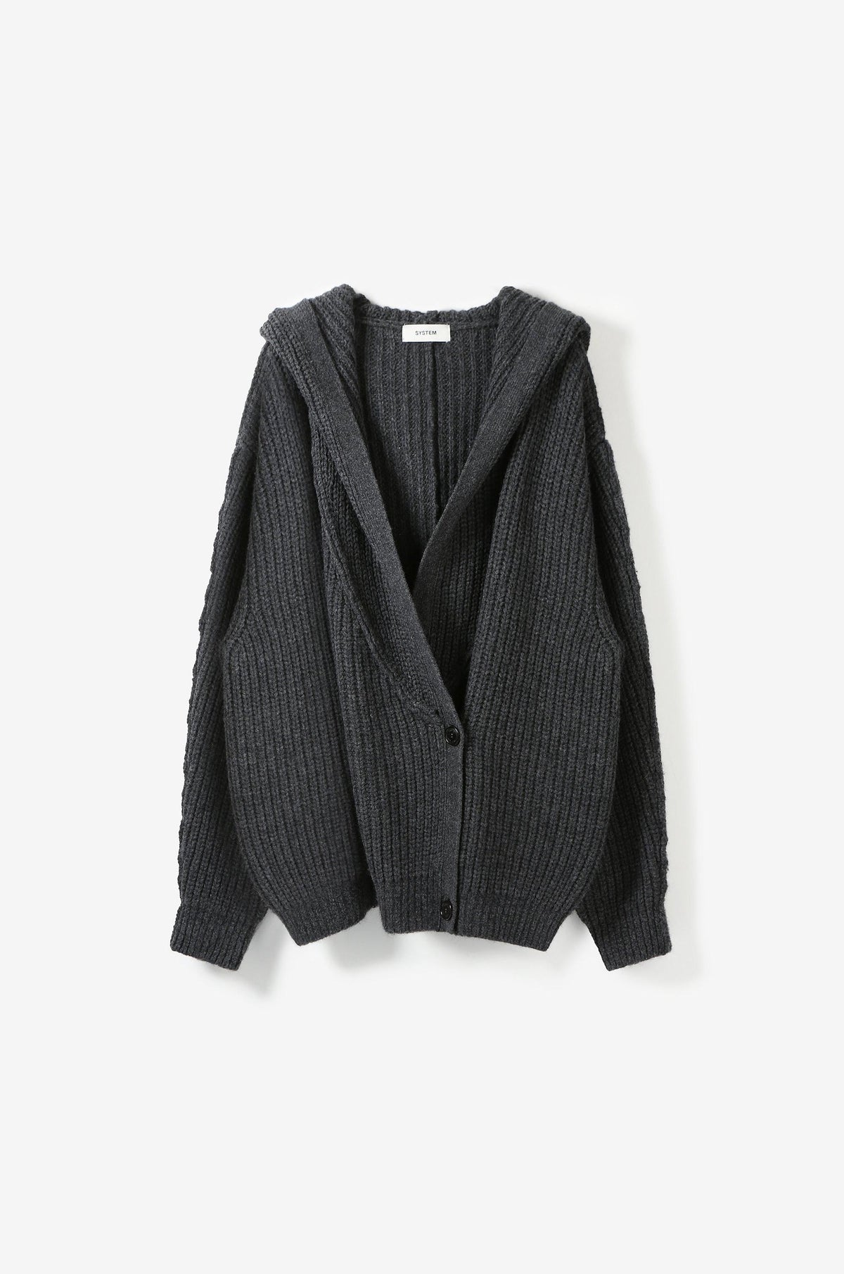SHAWL COLLAR HOODED OVERSIZE KNIT JUMPER