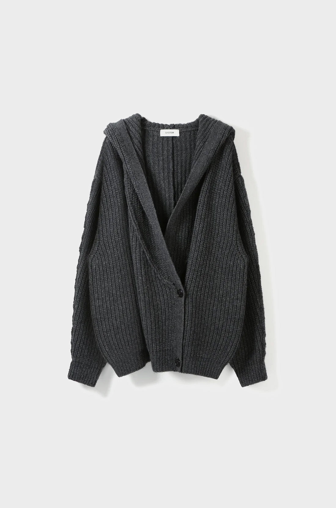 SHAWL COLLAR HOODED OVERSIZE KNIT JUMPER
