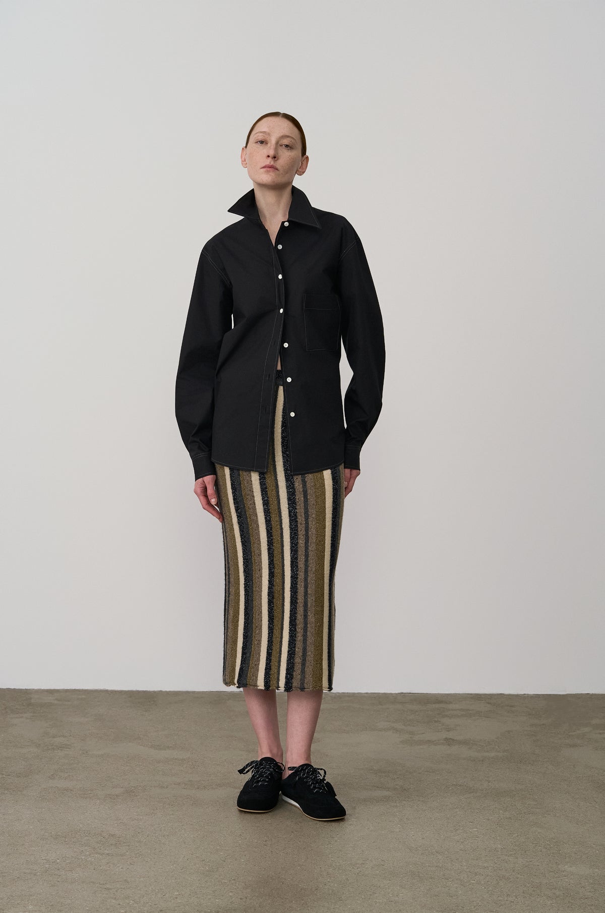 MULTI YARN STRIPED KNIT SKIRT